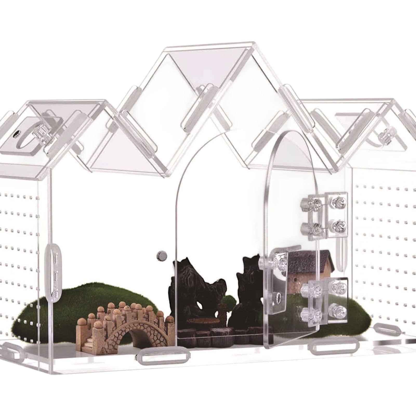 Skakunowate Terrarium Przezroczyste Akrylowe Pudełko z Magnetycznymi | Akrylowe Terrarium dla Pająków Skakunów dla Modliszek Gadów Węży Gekonów Żółwi Jaszczurek Brodatych