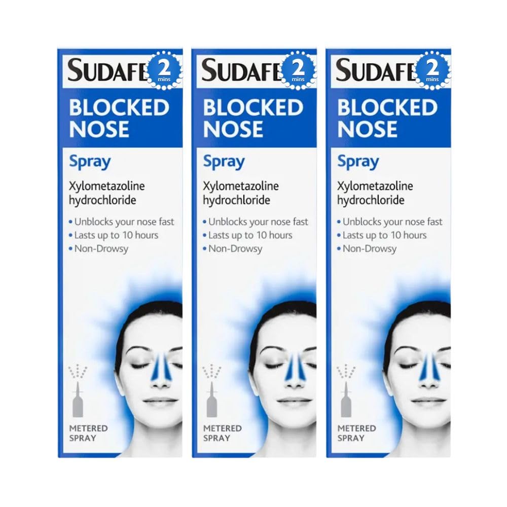 Blocked Nose Spray 15ml x 3 Compatible with Sudafed Fast-Acting Nasal Decongestant, Relieves Stuffy Nose, Cold & Allergy Relief Care with Welari Thank You Card | (3 Pack)