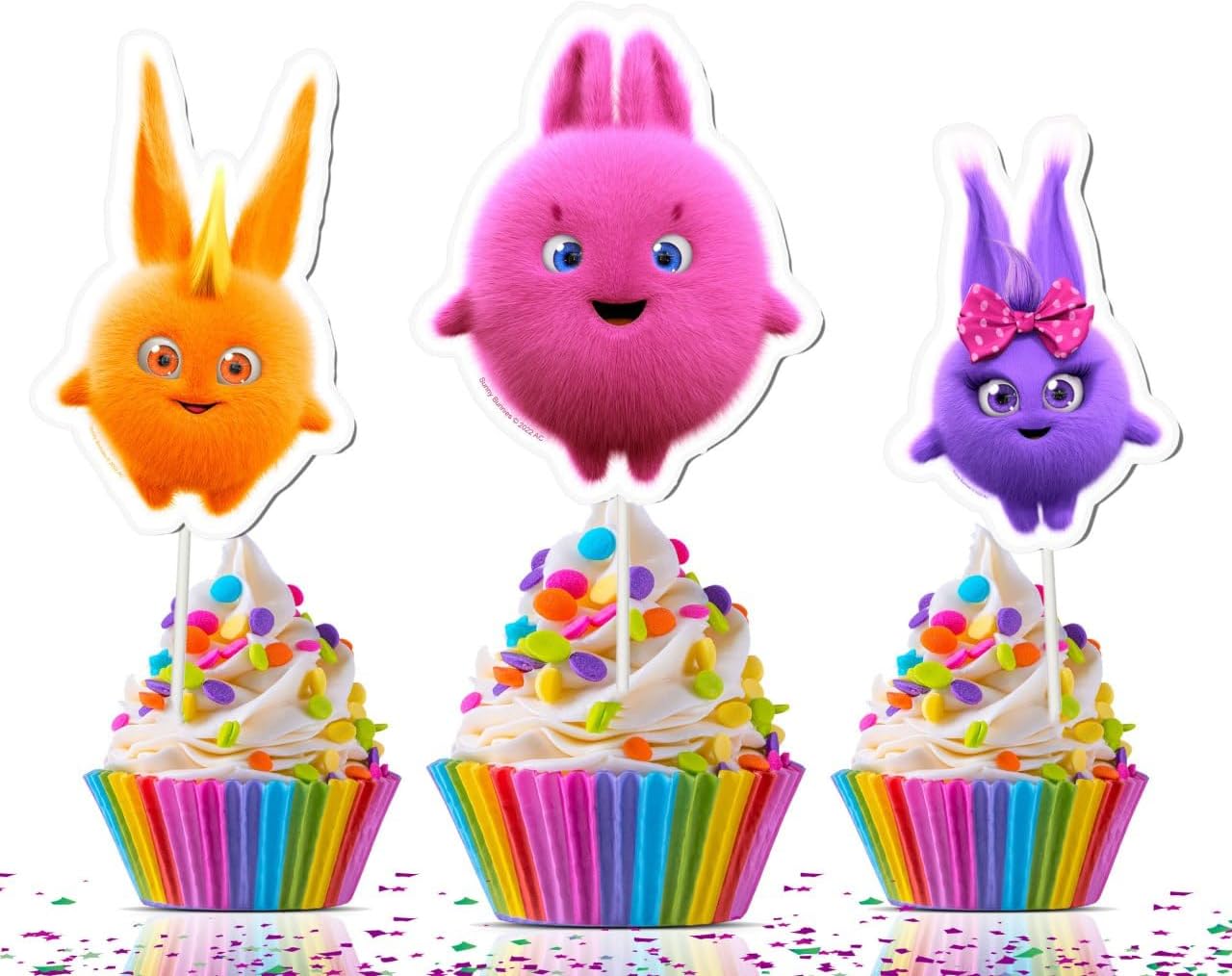 Sunny Bunnies Cupcake Toppers – 10 PCS Kids Birthday Party Decorations – Cute Cartoon Cake Picks for Cupcakes, Desserts & Snacks – Fun Party Supplies for Boys & Girls