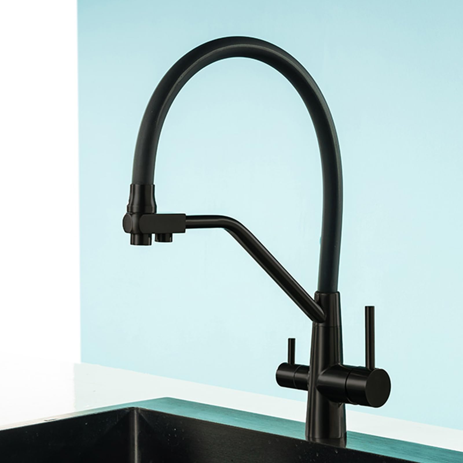 Grifo de Cocina Osmosis 3 Vias Giratorio Acero Inoxidable Grifo Cocina 3 Vias-Negro