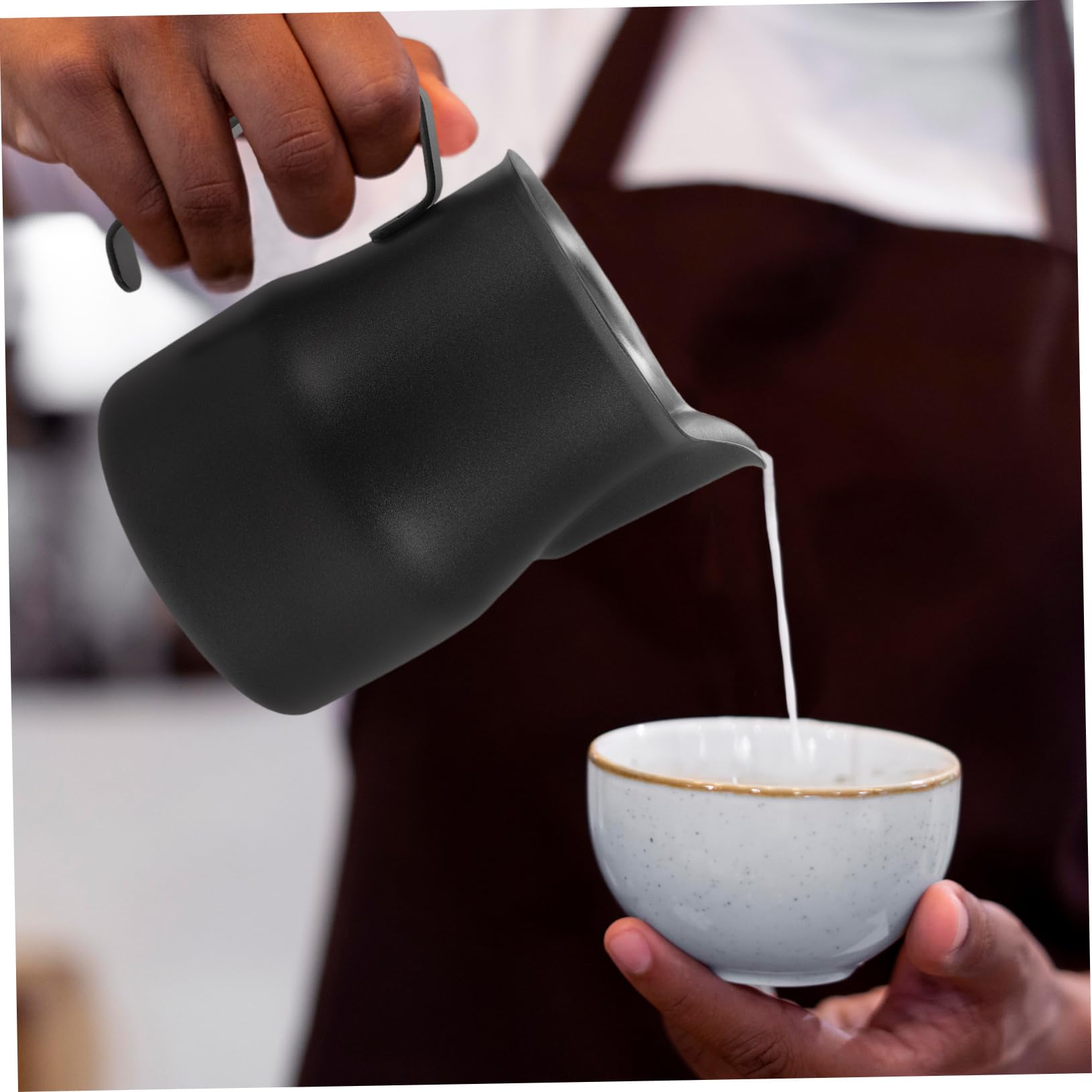 NUOBESTY 4 Piezas Leche de Inoxidable con Cafés Jarra Espumar Leche Preparar Café Espresso y Decorar Bebidas