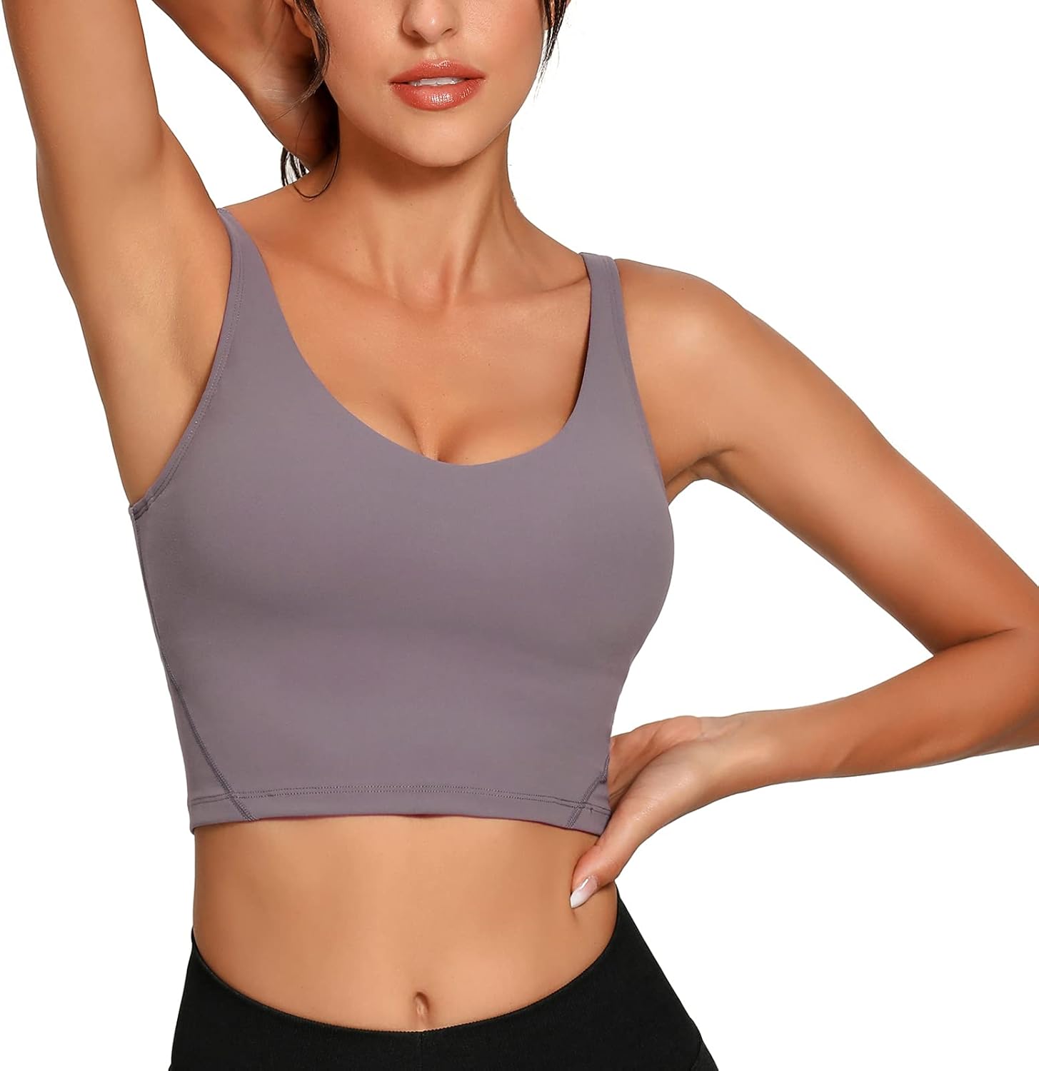 Lemedy Women Sports Bra Longline Crop Tank Top Padded Workout Running Yoga - Image 5