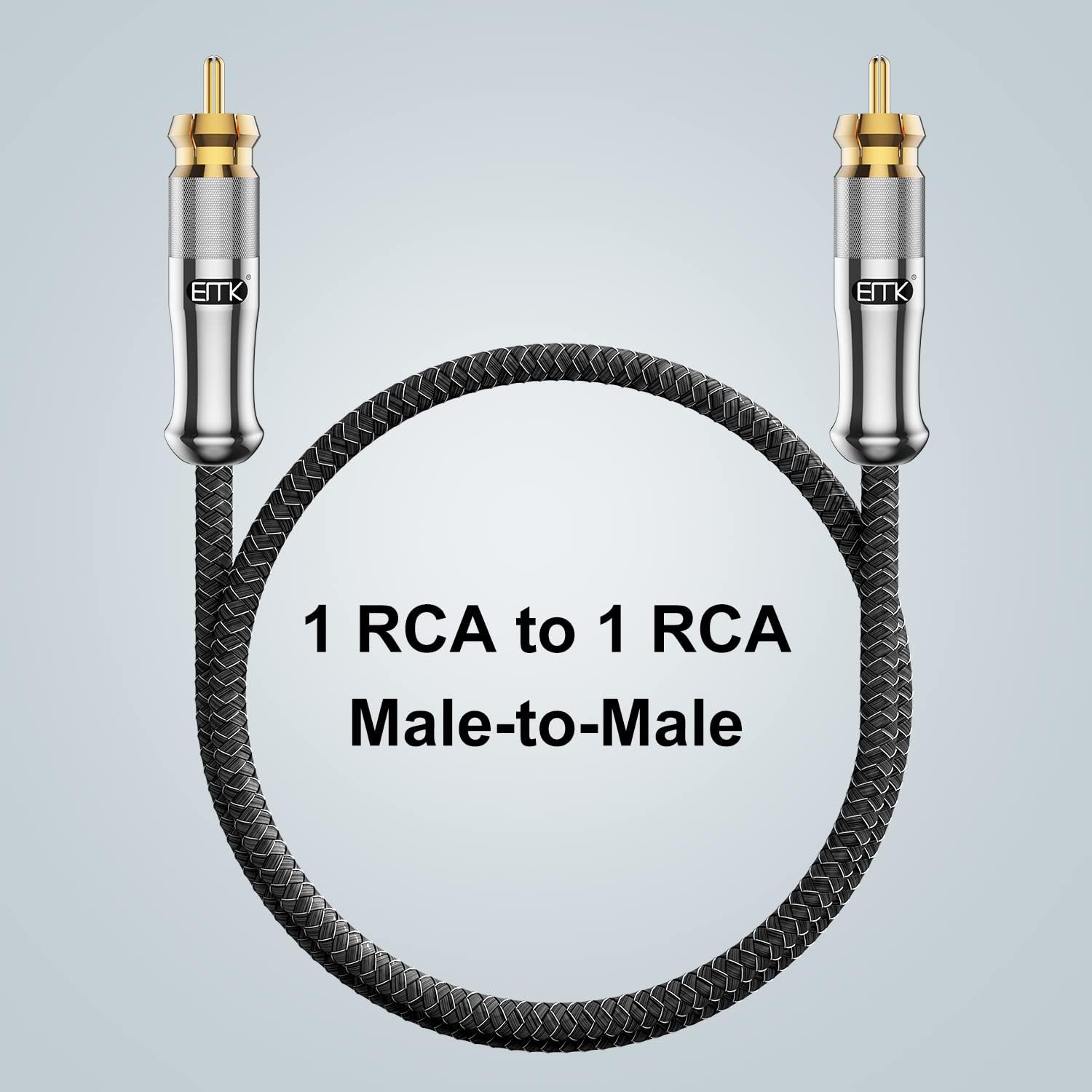 EMK Cavo RCA Cavo per Subwoofer Cavi Audio RCA Coassiale Digitale S/PDIF Placcato oro Maschio a Maschio (Doppio Schermo, Punta Divisa), Cavi COAXIAL per altoparlanti, Soundbar, TV, Mixer, DVD (8 m)