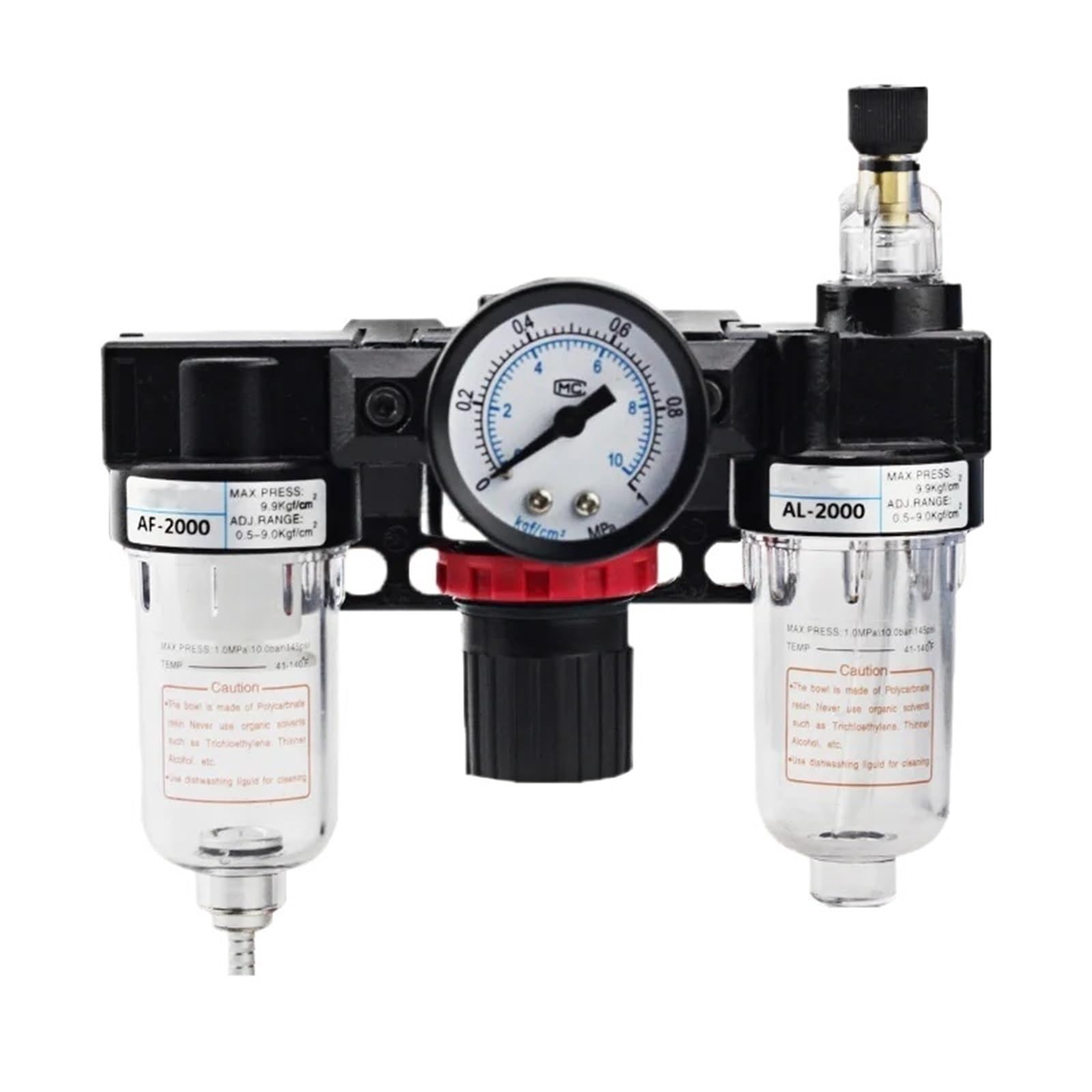 Válvula de retención del filtro de aire AC2000 Interruptor de presión del compresor Unidad de tratamiento de fuente de aire(Mpa and 2PCS PC12-02)