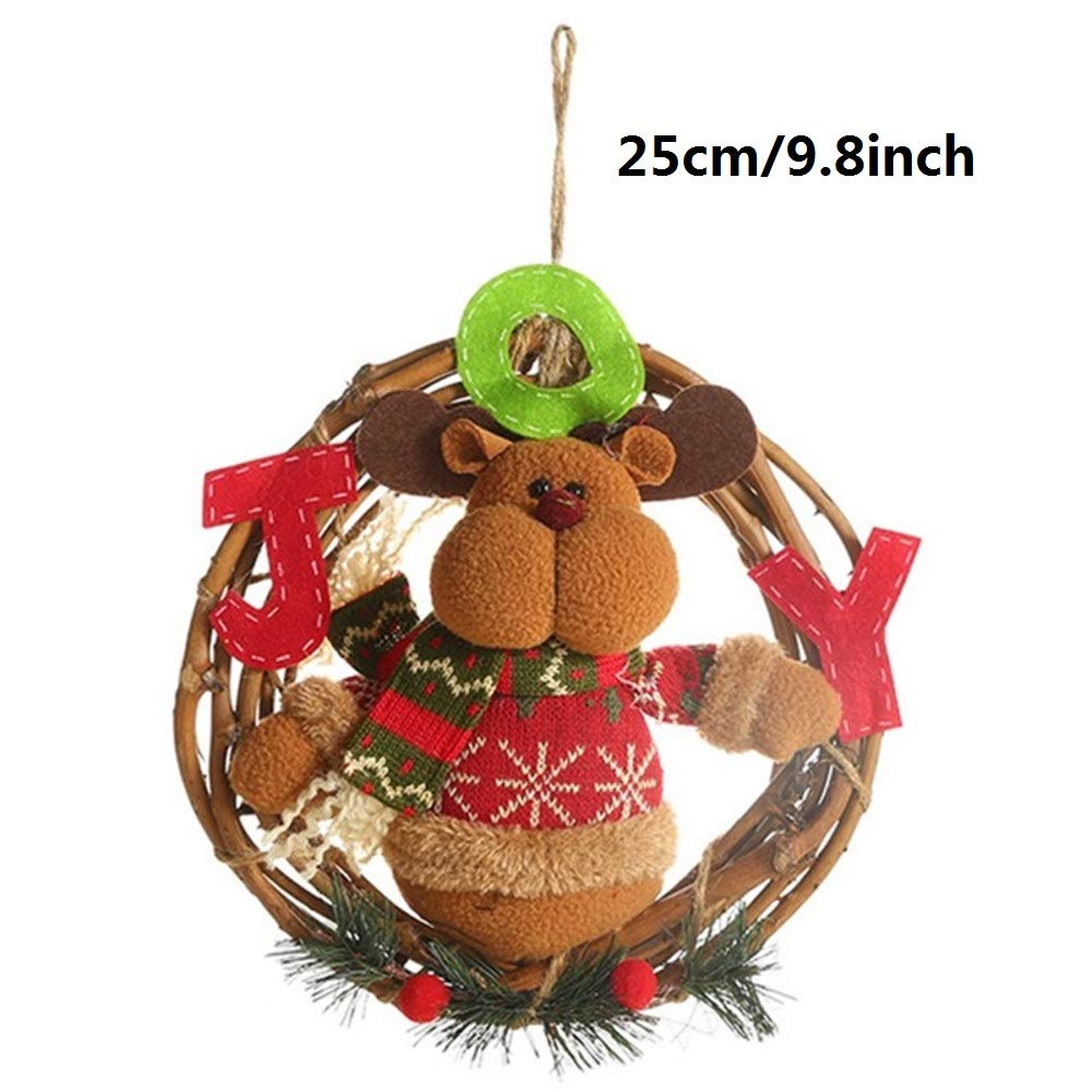 Guirlande De Noël Pendentif Décoratif Rotin Poupée Suspendus Ornements Père Noël/Bonhomme De Neige/Renne 2
