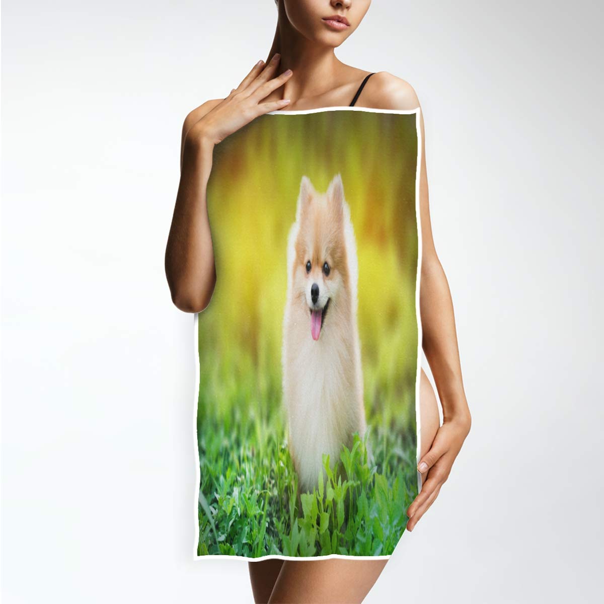 GIGIJY - Toalla de mano para perro Pomerania, muy absorbente, suave, toalla de mano para el hogar, cocina, baño, gimnasio, (1 juego de 4 unidades) para adultos niños y niñas 76 x 38 cm