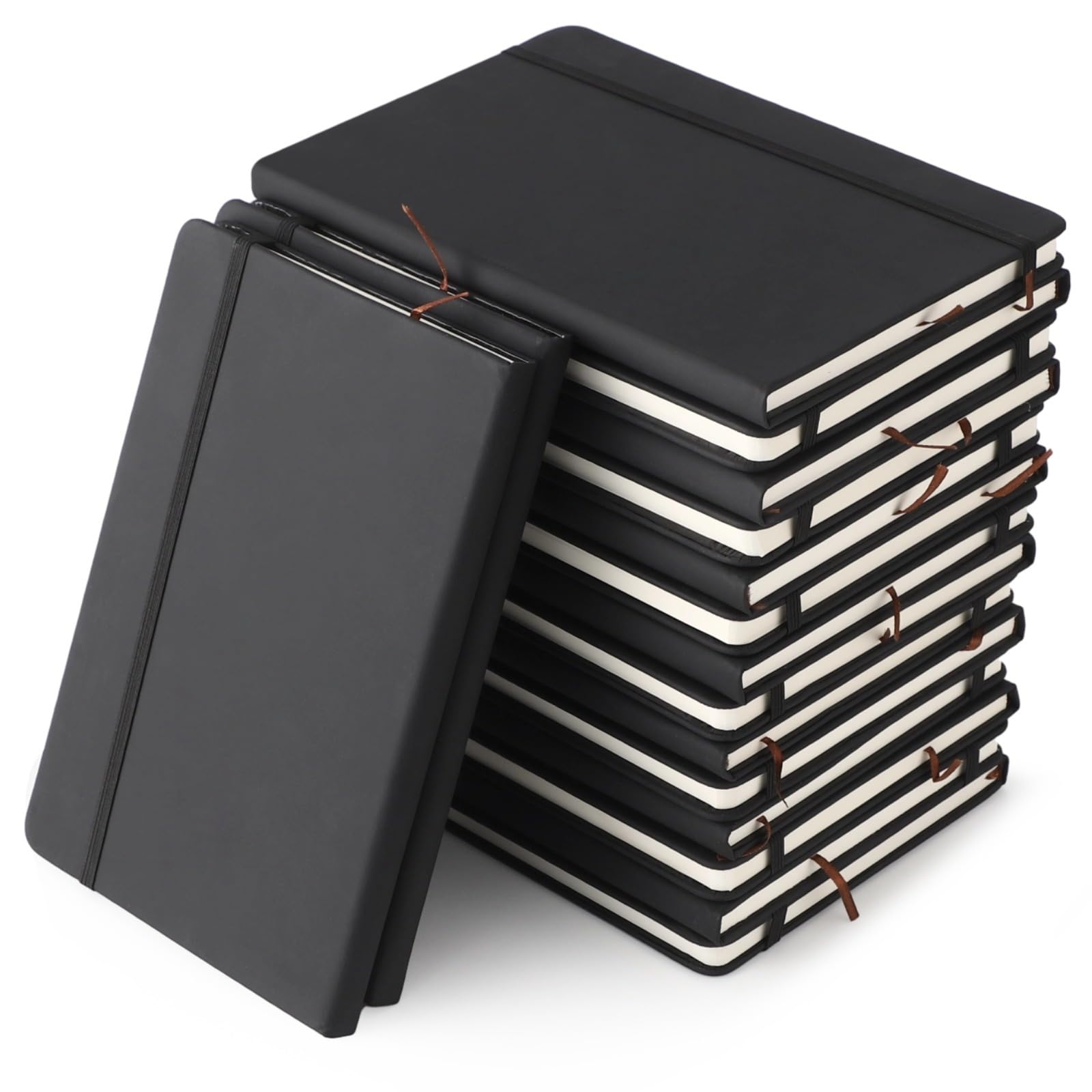 SWEWARM 20 Pack A5 Lined Journal Notebooks, 8.3 x 5.6 in PU Leather Hardcover Executive Notebooks with Elastic Closure, Writing Notepad for Office, College, Home, Business & Travel (Black)