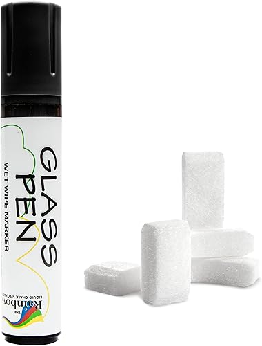 Rainbow Chalk Markers Limited Bolígrafo de vidrio: negro de 0.591 in de ancho con 5 puntas de repuesto, bolígrafos de escritura de vidrio y