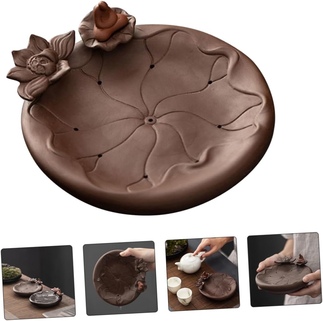 SHOWERORO Creative Tea Plate Tea Pot Warmer Base Tray Drainage Red Kettle Porcelain Plate