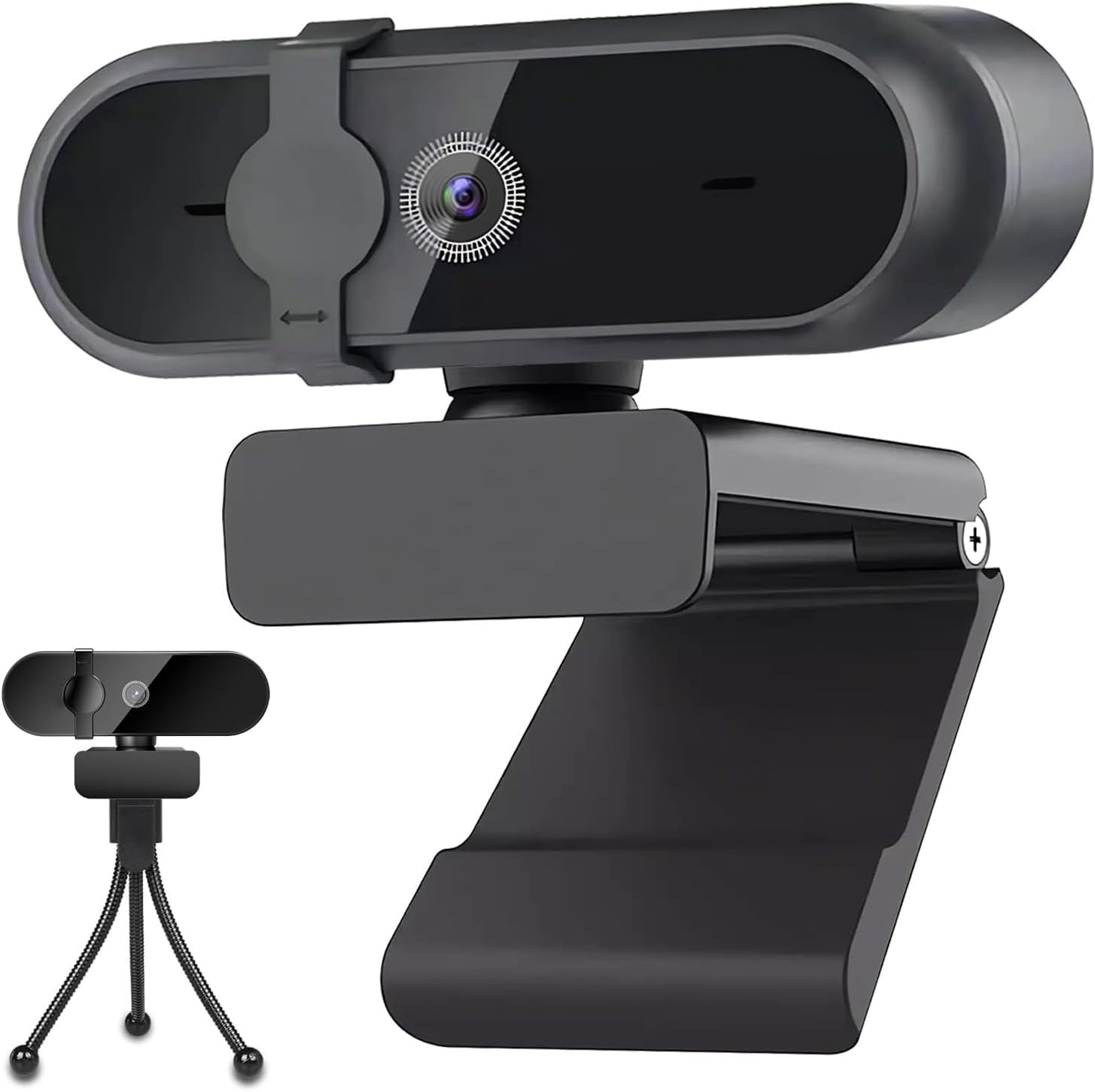 WEBカメラ三脚付き ウェブカメラ HD1080P 110°広角 パソコンカメラ 内蔵マイク ノイズリダクション PCカメラUSB接続簡単 自動光補正 高さ調節 プライバシーカバー 会議用/授業用/ビデオ通話/生放送 Youtube, Skype, Facebook, zoom, Facetimeなど対応