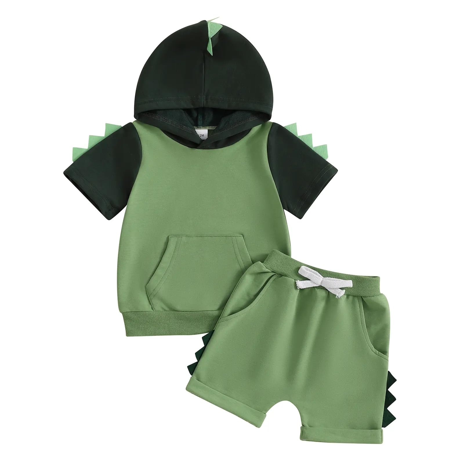 Ropa Para Bebé Niño Pequeño con Capucha Dinosaurio y Tiburón Conjunto Camisetas y Pantalones Cortos Manga Corta en Contraste Conjuntos Para Bebé — view 4