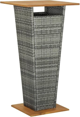Miniatura 7 de vidaXL Moderna mesa de bar para patio al aire libre, ratán de polietileno resistente a la intemperie y madera de acacia maciza duradera, diseño