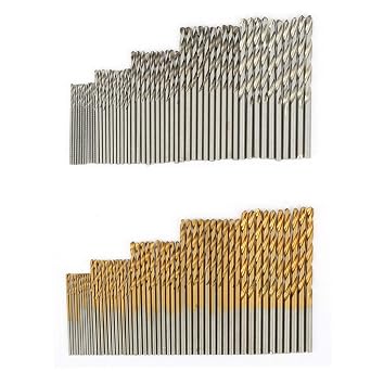 Titanium Twist Drill Bit Set, 100Pcs Titanium Coated & White Drill Bit Set High Speed Steel Twist Drill Bits for Wood, Plastic, Steel and Aluminum Alloy