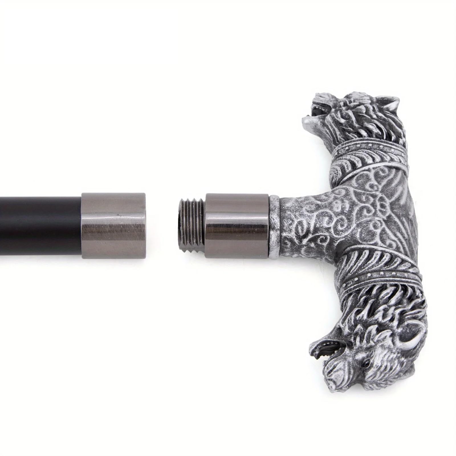 Wolf Doppelkopf-Gehstock, zusammenklappbare Gehstöcke mit Höhenverstellung, rutschfester Spitze und Handschlaufe, 92 cm