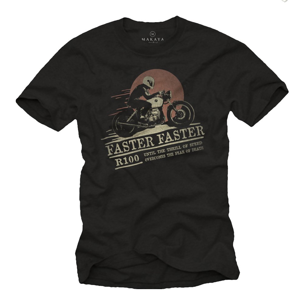 MAKAYA Motorbike Gifts for Men - Biker T-Shirt R100 Vintage Motorcylce Black XXL