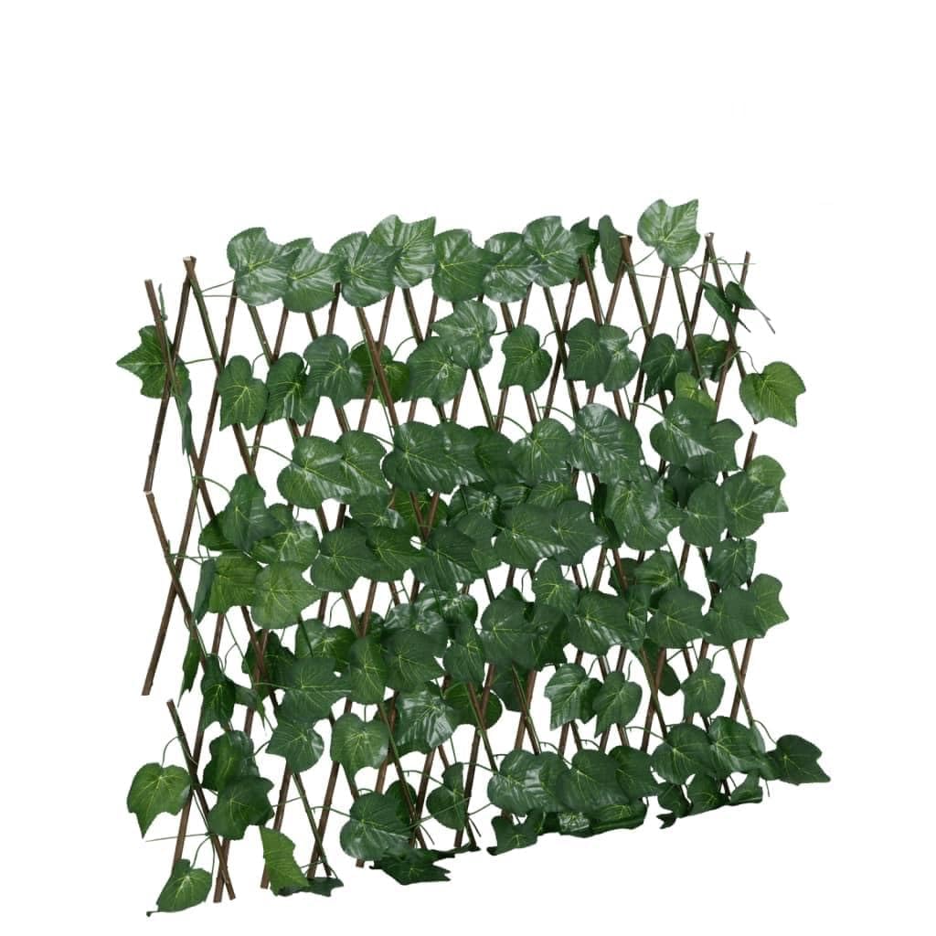 Treillis de feuille de vigne artificiel extensible 5 pcs en PVC et bois 70-190 cm x 30-60 cm pour jardin terrasse balcon, brise vue occultation protection intimité séparation clôture
