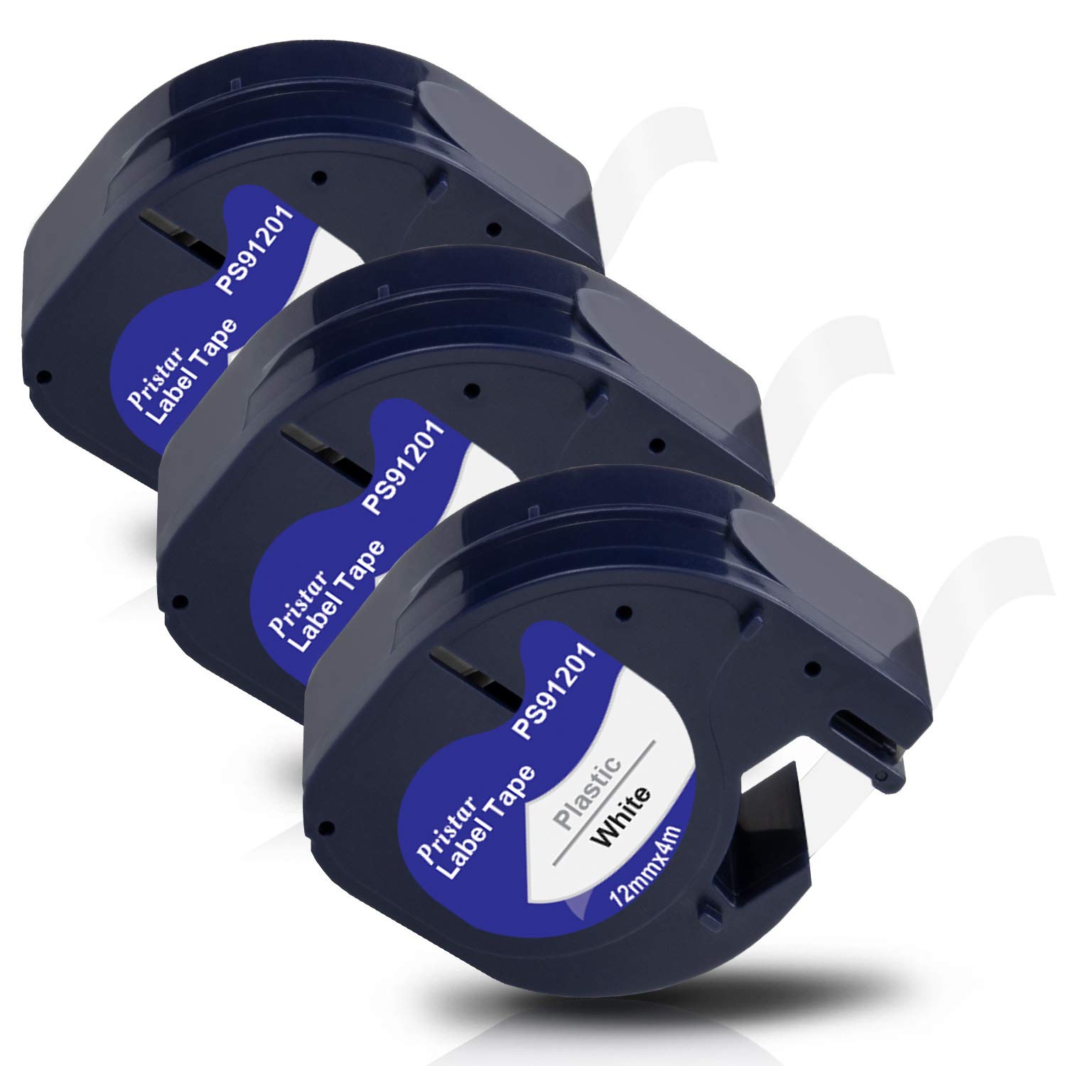 Pristar Compatible Label Tape Replacement for LetraTag 91201 91221 S0721610 S0721660 Black on White 12mm x 4m Plastic Label Tape for LetraTag LT-100H LT-100T QX50 XR XM 2000 S0883980
