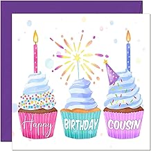 Cousin Birthday Card for Women Cute Cupcake Birthday Cards for Cousin
