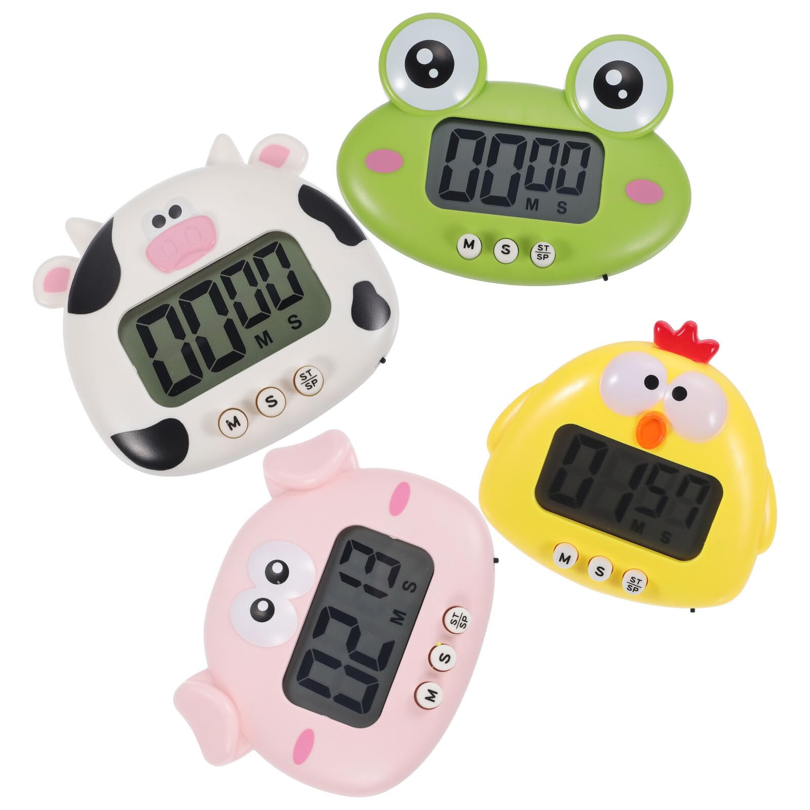 Timer da Cucina Digitale a Cartone Animato con Magnete, Piccolo Timer da Tavolo Portatile per Cucina e Studio, Set da 4 Pezzi con Animali Colorati per Gestione e Promemoria