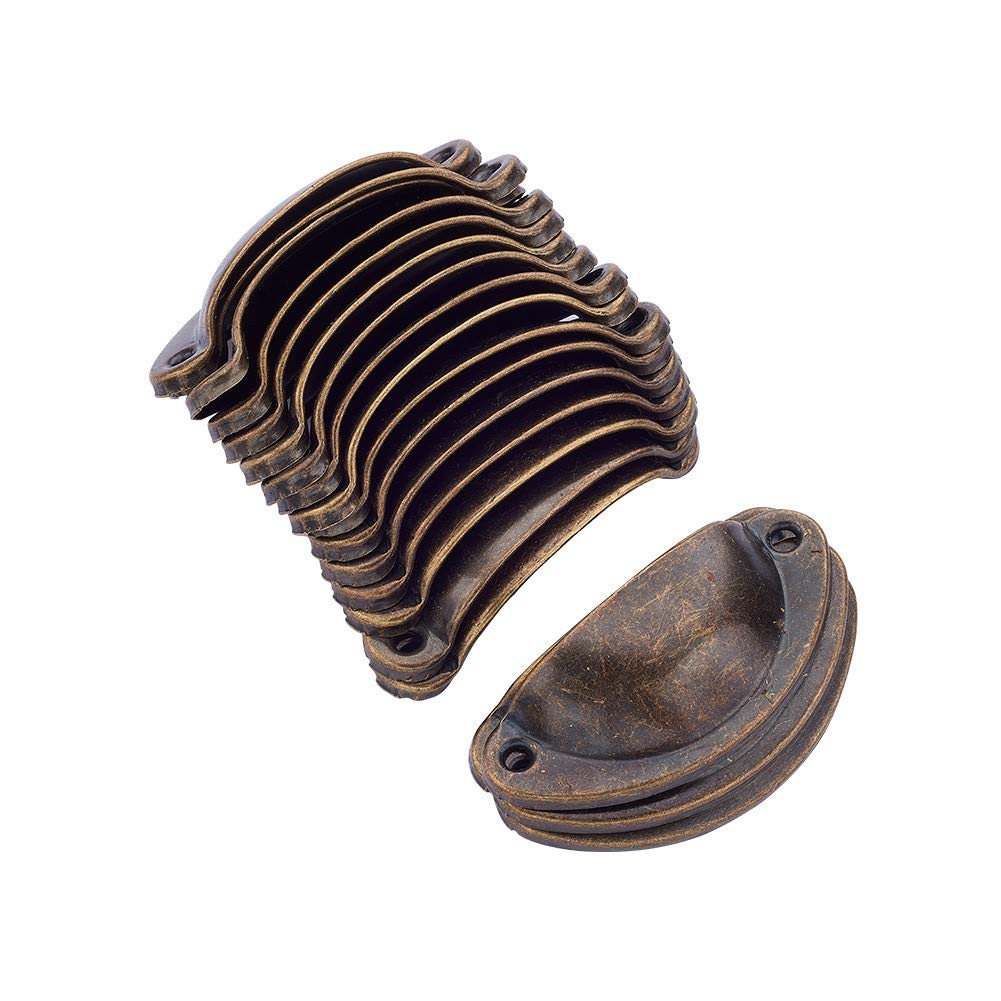 MroMax Cup Pulls, Iron Shell Pull Handles Bronze for Dresser Kitchen Cabinet Drawer, 1.97" Length 0.79" Width,20 Pcs