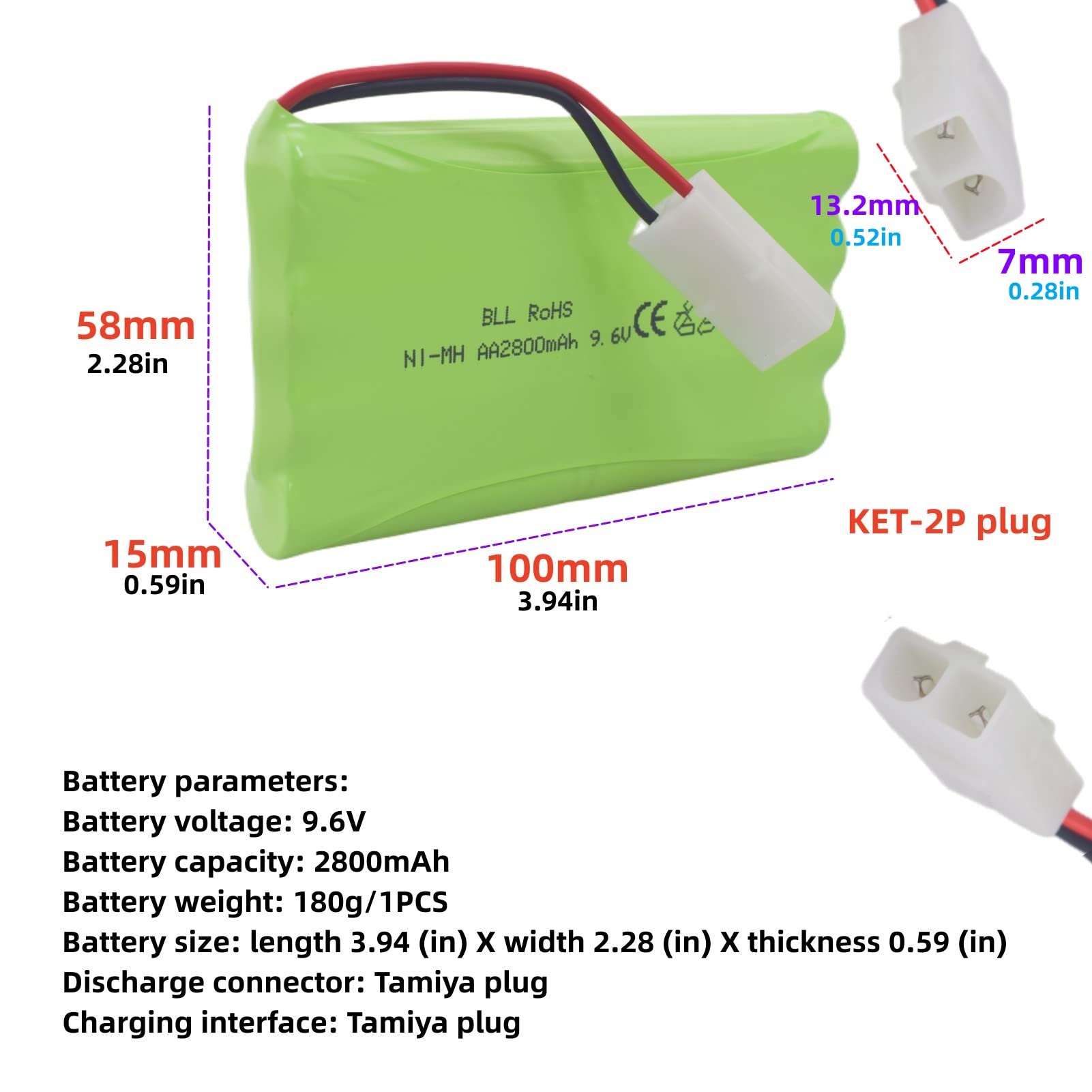 2PCS 9.6V 2800mAh AA Batterie Ricaricabili Tamiya Spina con Cavo di Ricarica USB per RC Auto Camion Serbatoi Ingegneria Auto RC Barche