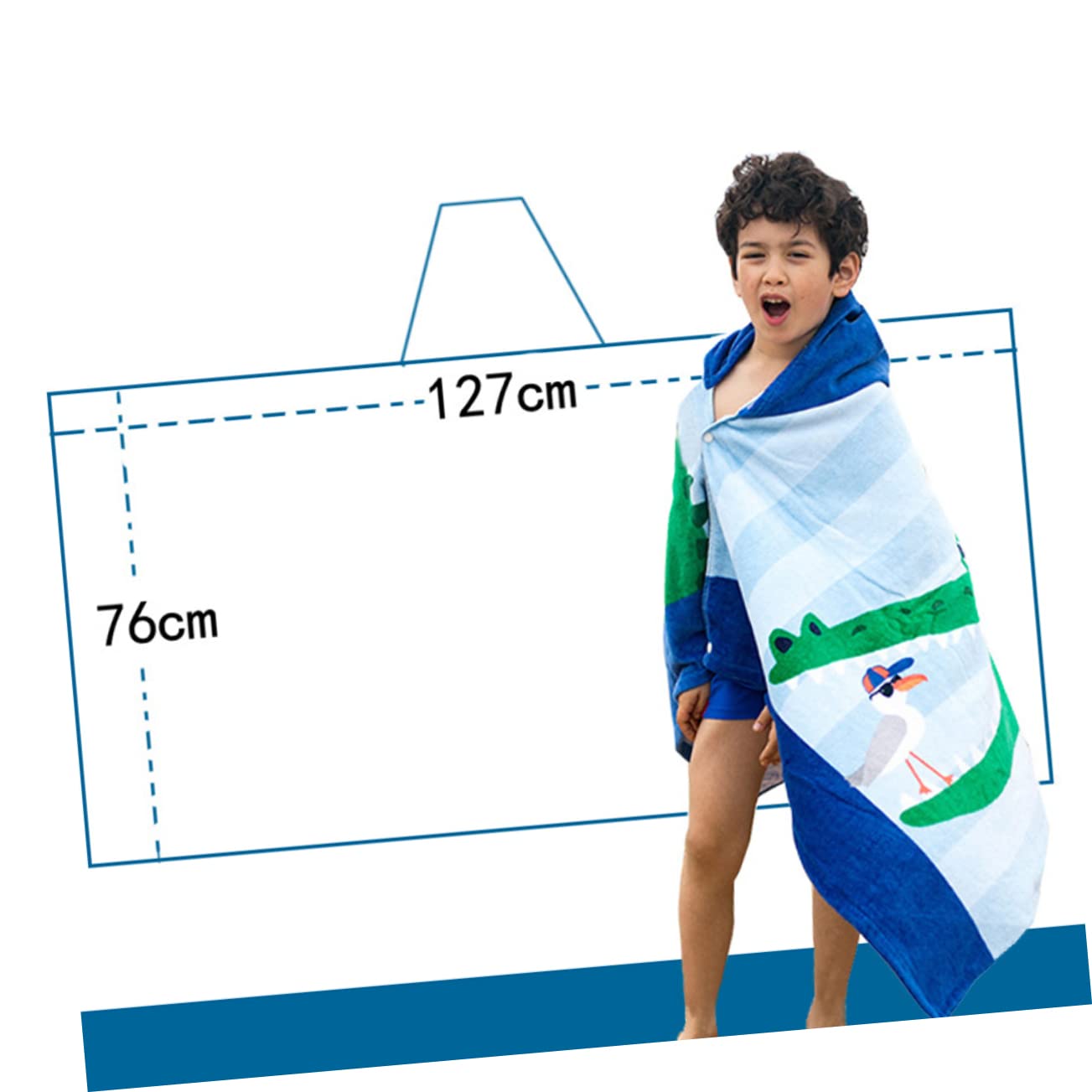 Veemoon Serviette de Bain à Capuche pour Garçon Fille Poncho Serviette de Plage Paréo Garçon Fille avec Boucles Latérales
