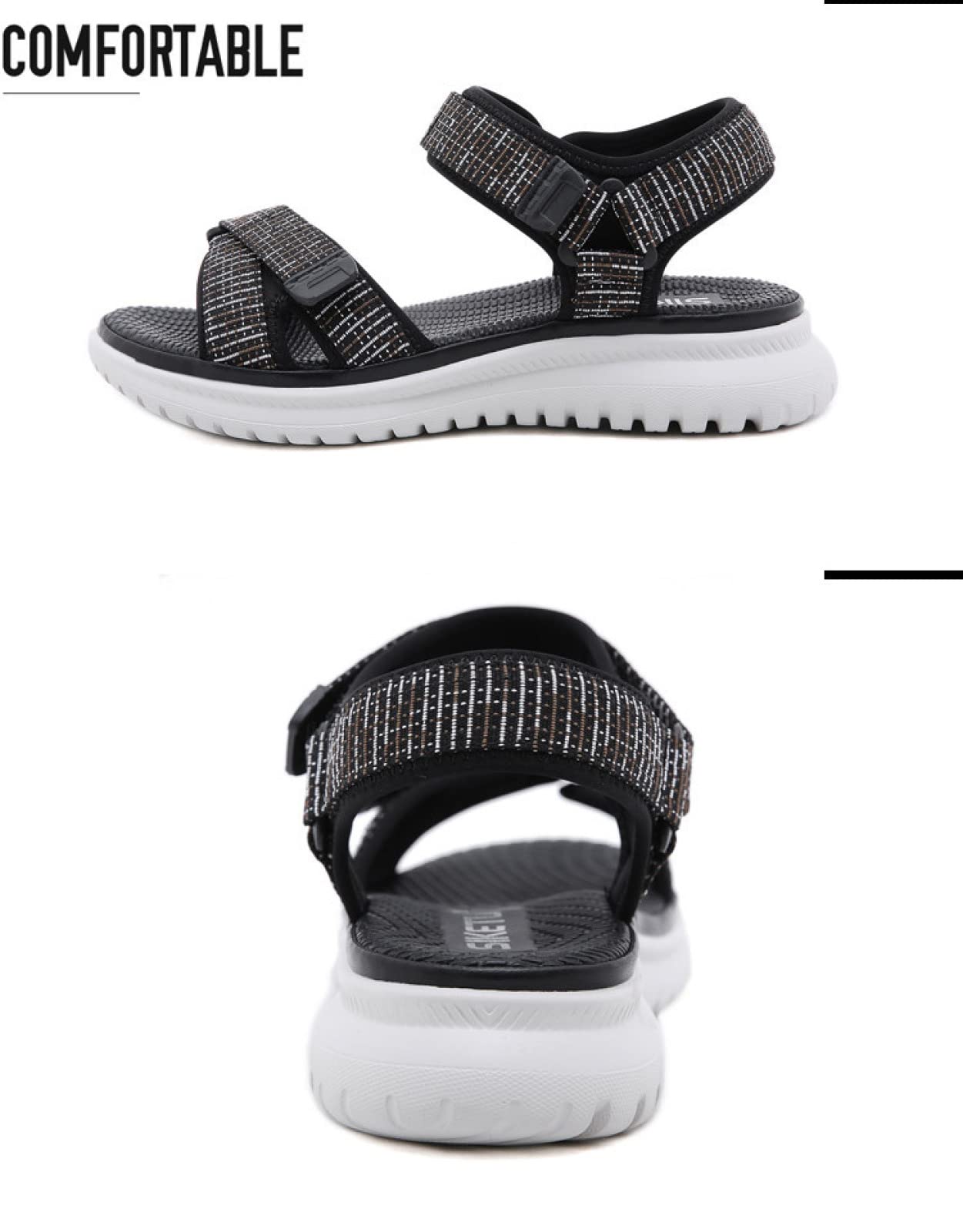 BOMEETSIA semplici Pantofole Moda,Sandali Sportivi per Ragazze Scarpe da Scuola Leggere e comode, Nere, 36