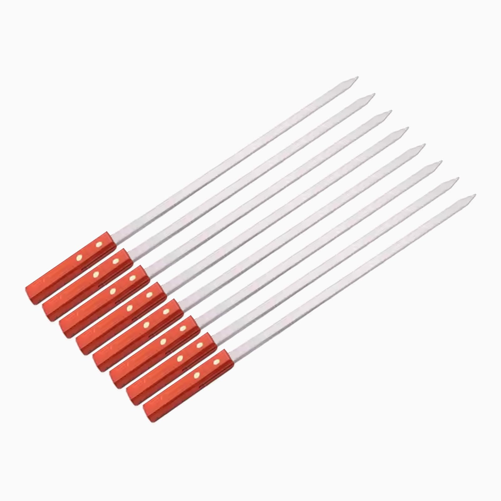 PNJB BBQ Barbecue Skewers Wooden Handle, Grilling Kebab Flat Reusable Skewers, Metal Skewer, Heat Resistance, Convenient Design, Easy to Clean, 40cm (12PCS)
