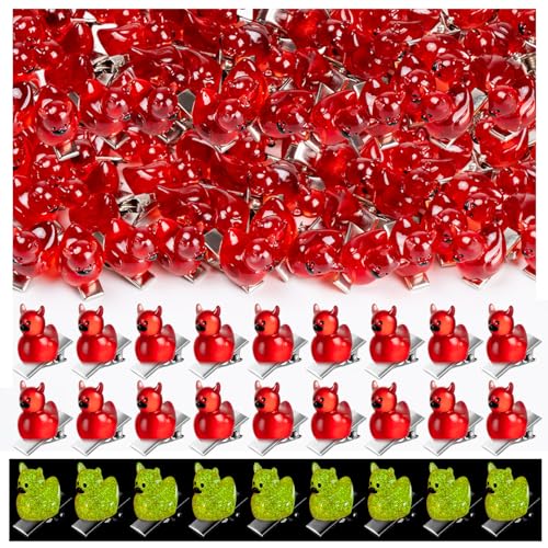 Mini pinces canard résine rouge brillant lot de 42 bijoux de cheveux pour coiffure de festival ado