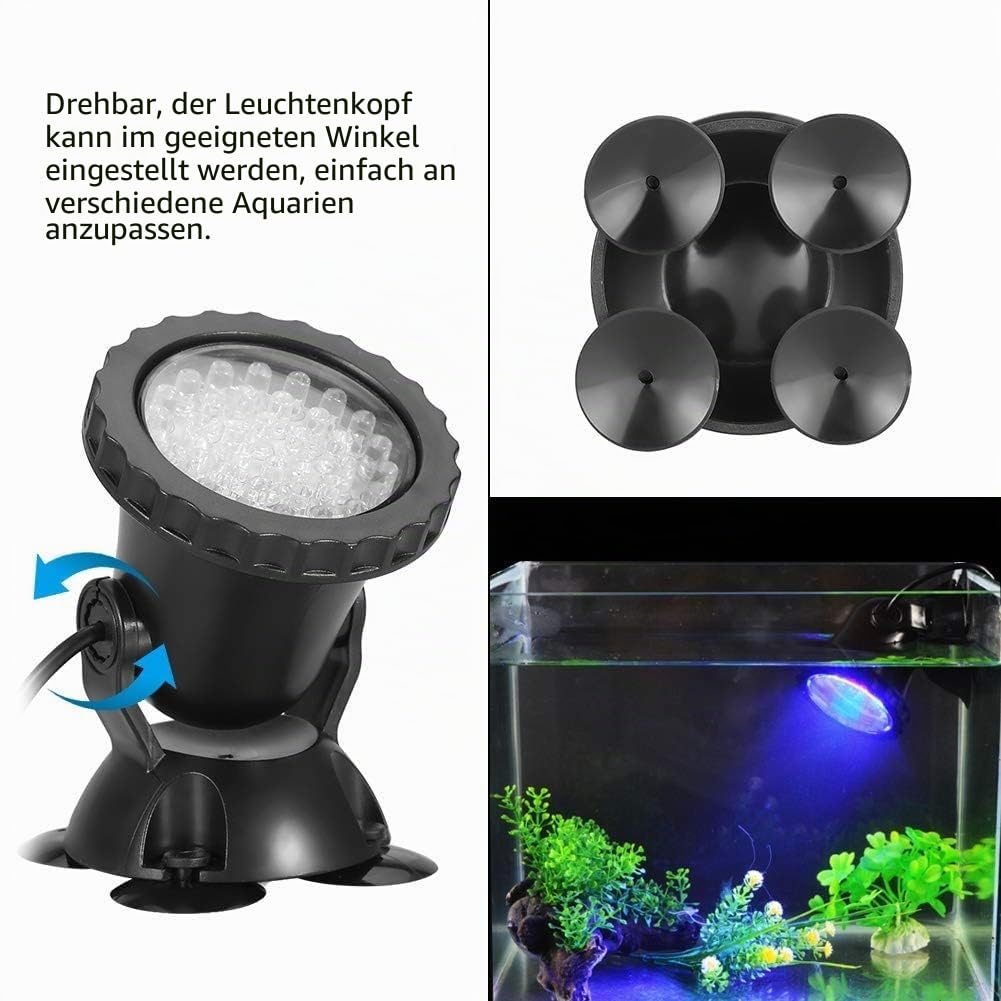 Unterwasserbeleuchtung Unterwasserleuchte Strahler Aquarium Licht Wasserdichtes IP 68 LED Unterwasser Strahler mit Fernbedienung für Wasser Garten Teich Fisch Tank(mit 4 Strahler)