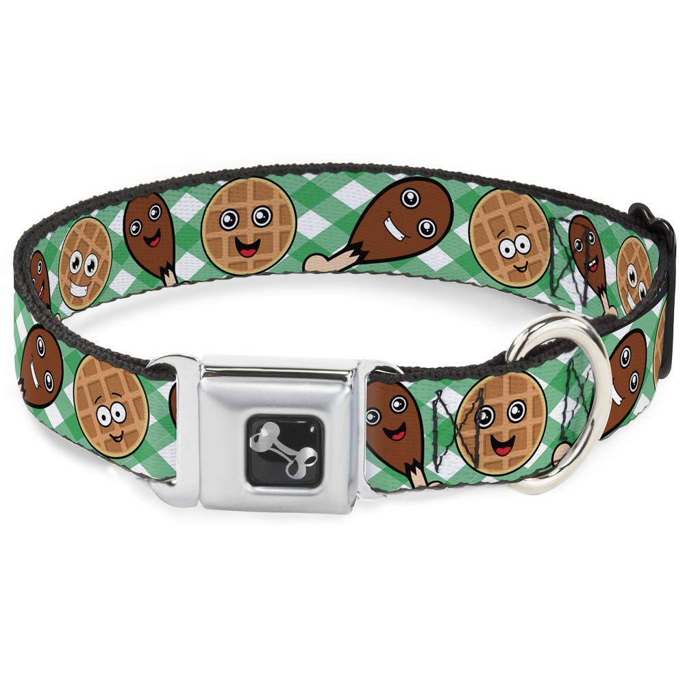 Collier de chien en nylon imprimé Fried Chicken & Gaufres Buckle Down taille M