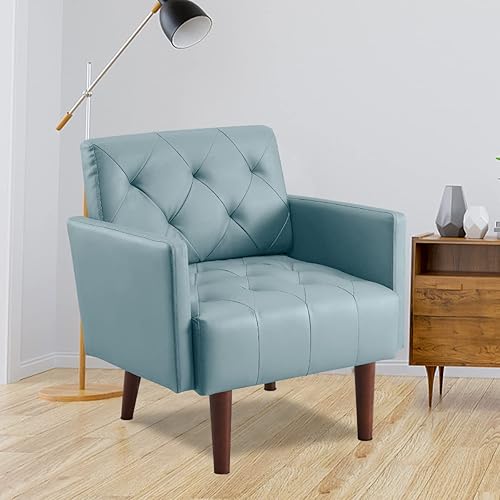 Silla decorativa moderna, sillón tapizado de terciopelo esmerilado suave con patas de carne, cómoda silla de lectura individual con reposabrazos