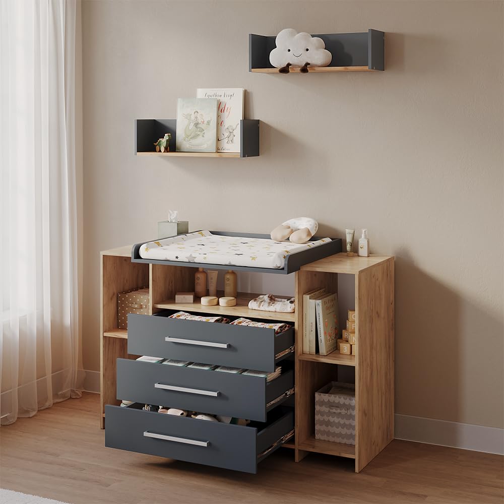 Livinity Commode à Langer Torino, Anthracite/Sonoma, XL avec tiroirs