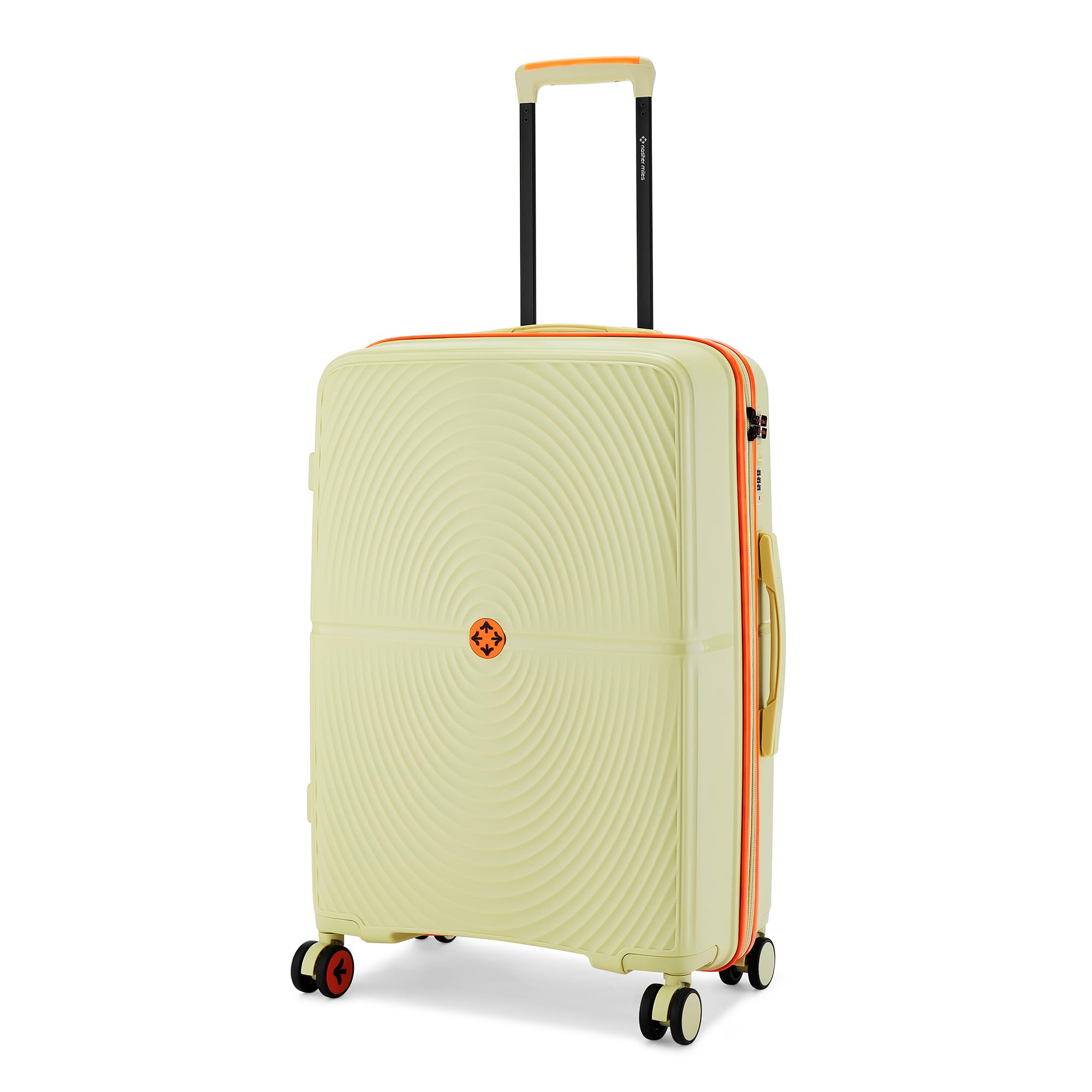 Bali Hard-Sided Polypropylene Check-in Luggage 24 inch | 65cm | 8 Wheels Medium Trolley Bag for Travel | Suitcase (Cream)