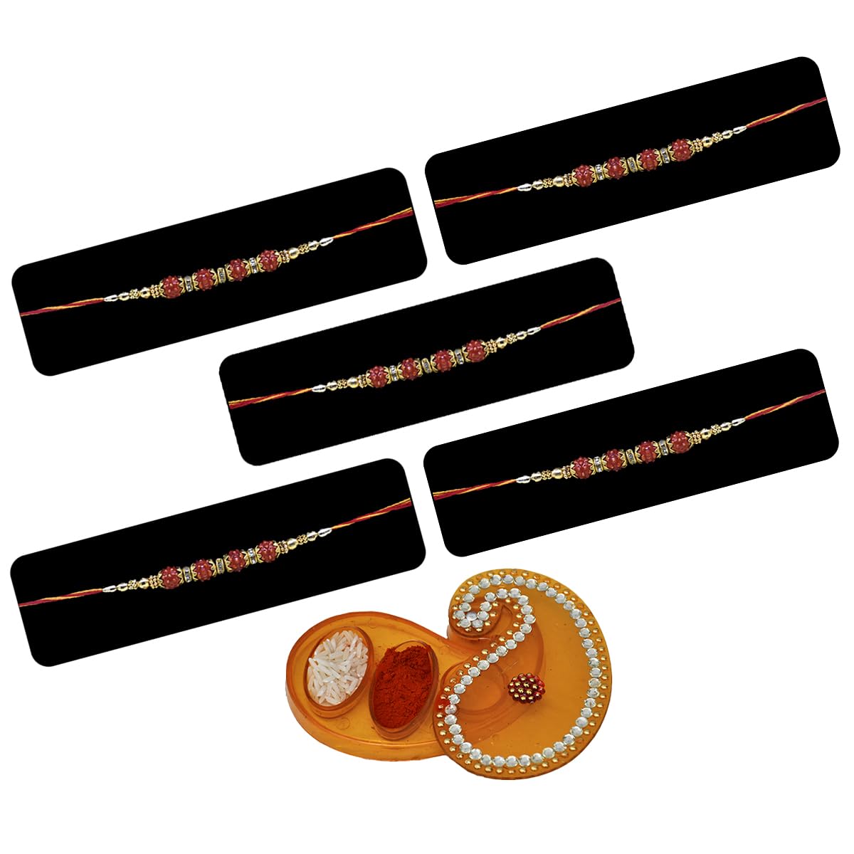 Lookool Rudraksh Rakhi Set of 5 - Rakhi for Brother with Roli Chawal Chopra - Exclusive Rakhi - Rudraksha Beads Rakhi (B0B76SJLSP) Amazon Price History, Amazon Price Tracker