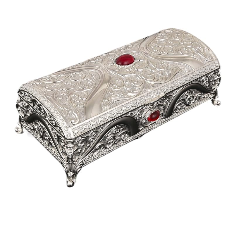 Caja de metal vintage de corte europeo, decoración antigua, para anillos, aretes, collares, organizador de almacenamiento, recuerdo creativo, cofre del tesoro, regalo ideal de boda y cumpleaños para