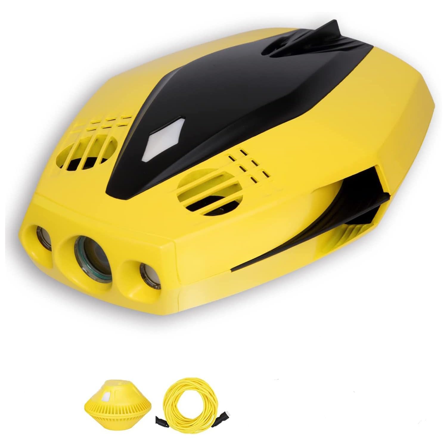 Drone subacqueo, rilevatore subacqueo, drone con telecamera, Full HD 1080p, telefono cellulare/telecomando (doppio controllo), 4 accessori selezionabili, visualizzazione in tempo reale(A)