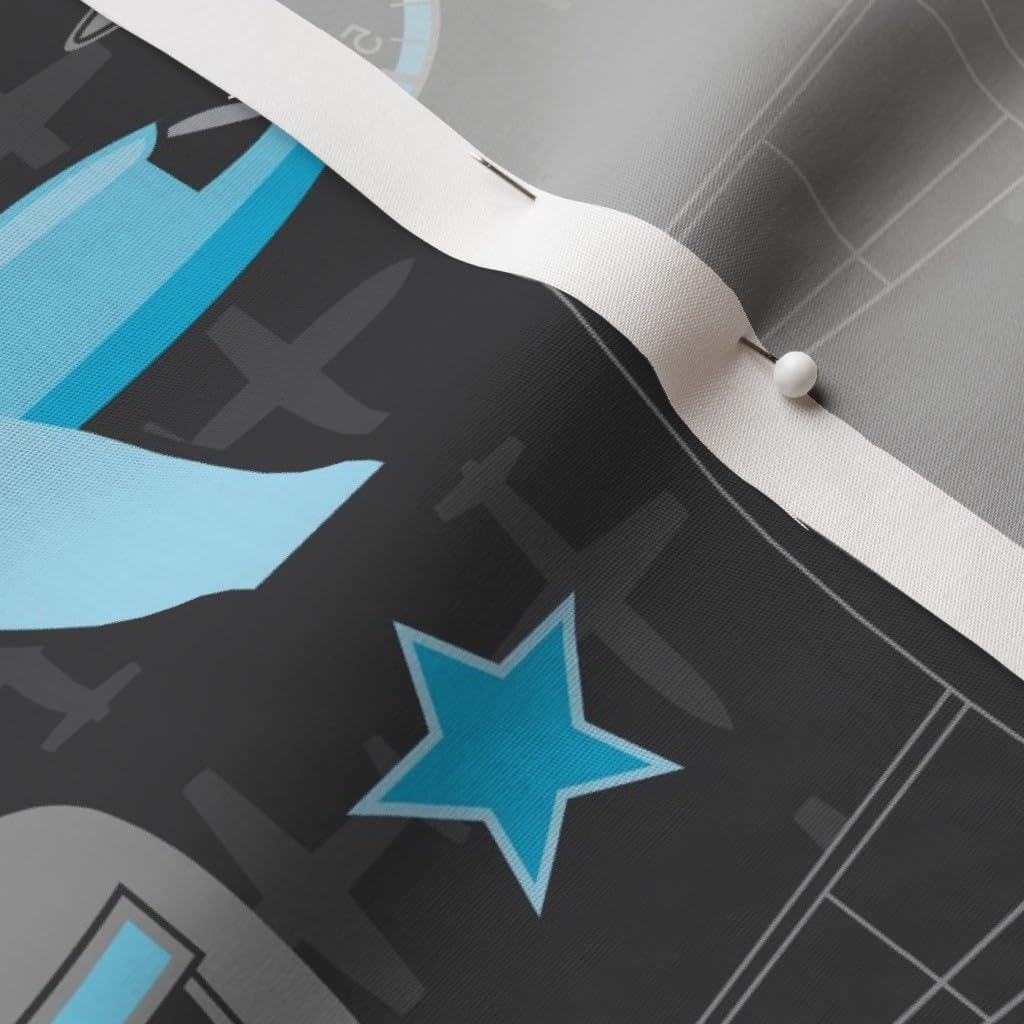 Spoonflower Fabric - Blue Airplane Pilot Flying Flight Aviation Printed on Cotton Poplin Fabric by The Yard - Sewing Shirting Quilting Dresses Apparel Crafts