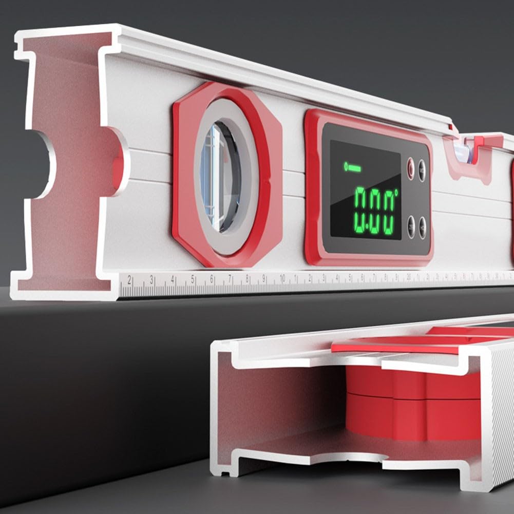 Elektronische digitale Wasserwaage, 3-in-1 wasserdichtes Display mit Hintergrundbeleuchtung, verstellbare magnetische Wasserwaage mit Magnetfuß und Datenspeicherfunktion (600 mm)