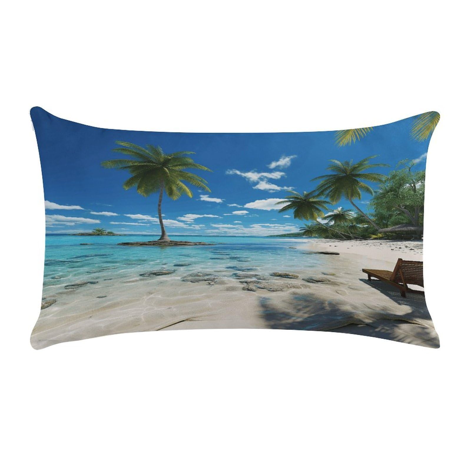VstaDank Beach Palm Tree Throw Pillow Cover Rectangular Lumbar Throw Pillow Case Soft Farmhouse Accent Decorative Cushion Cases Short Plush Pillowcase with Zipper 12 X 20 Inch