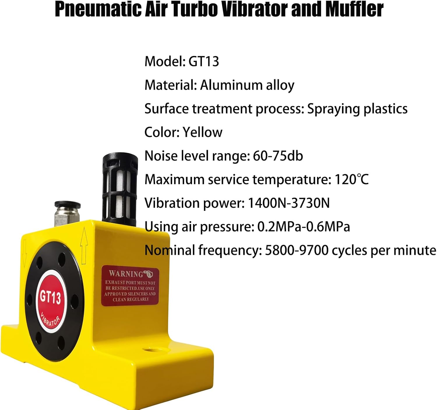GT13 Pneumatic Air Turbo Vibrator and Muffler GT13 Gear Turbine Type Pneumatic Vibrator Industrial Turbine Vibrators for Material Transport