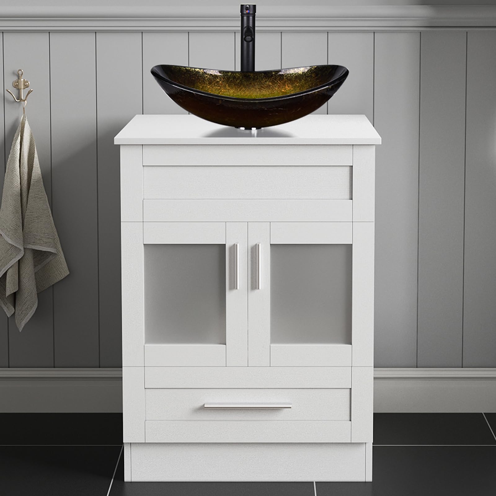 ARTETHYS Bathroom Sink Cabinet, 60cm Bathroom Storage Cabinet
