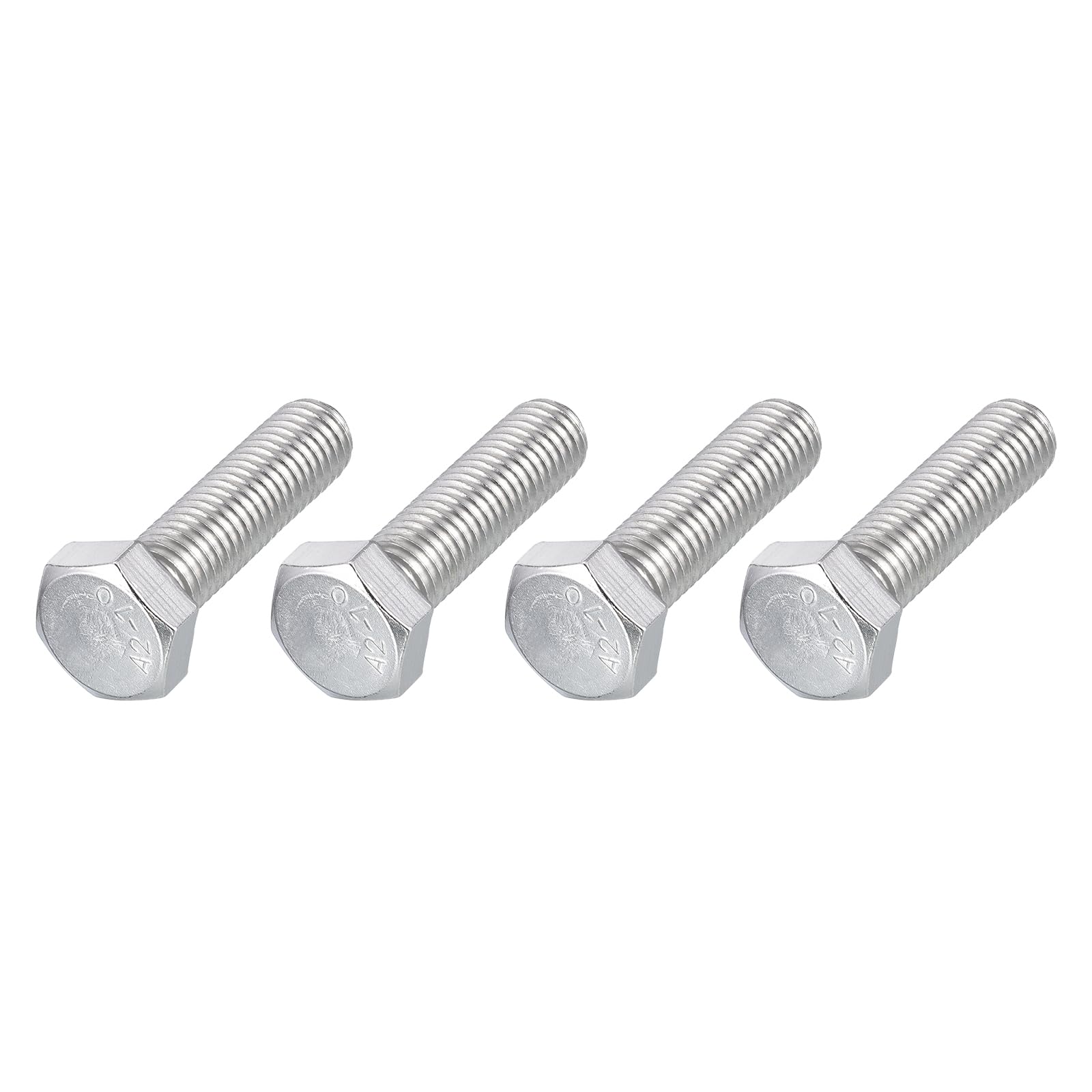 METALLIXITY Hex Bolts (M12-1.75x45mm) 4Pcs, 304 Stainless Steel Coarse Fully Threaded Hex Head Screw Bolt Machine Screws