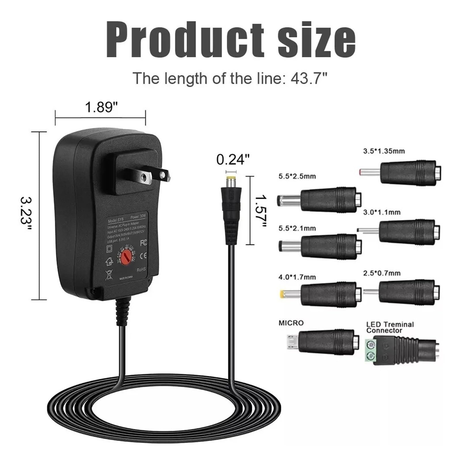 Adaptador De Corriente Voltaje Ajustable Suministro CA/CC | 30W(EU)