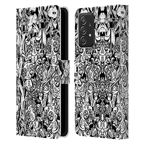 Étui Portefeuille en Cuir Galaxy A52 Tribus Mix Doodle Head Case Designs