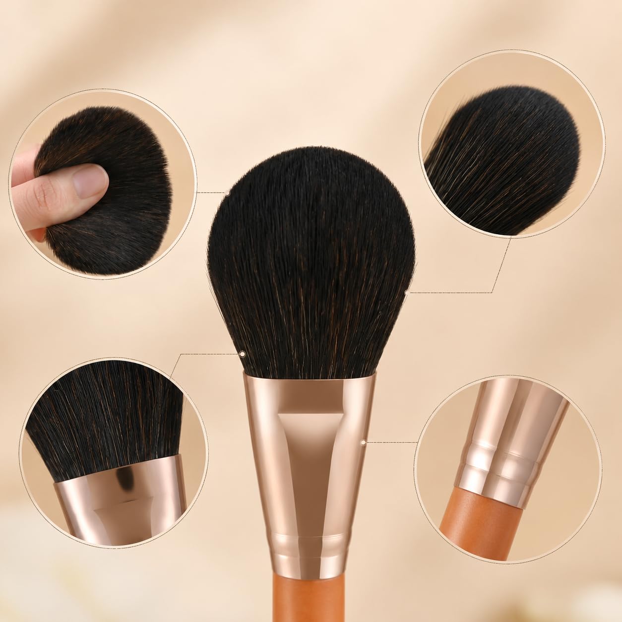 Set Pennelli Trucco 17 Pezzi Manico, Struttura compatta, Pennelli Trucco Base, Sfumature, Per Giovani Artiste, Set di 17 pennelli per trucco rosso acero con borsa con cerniera in PU nera