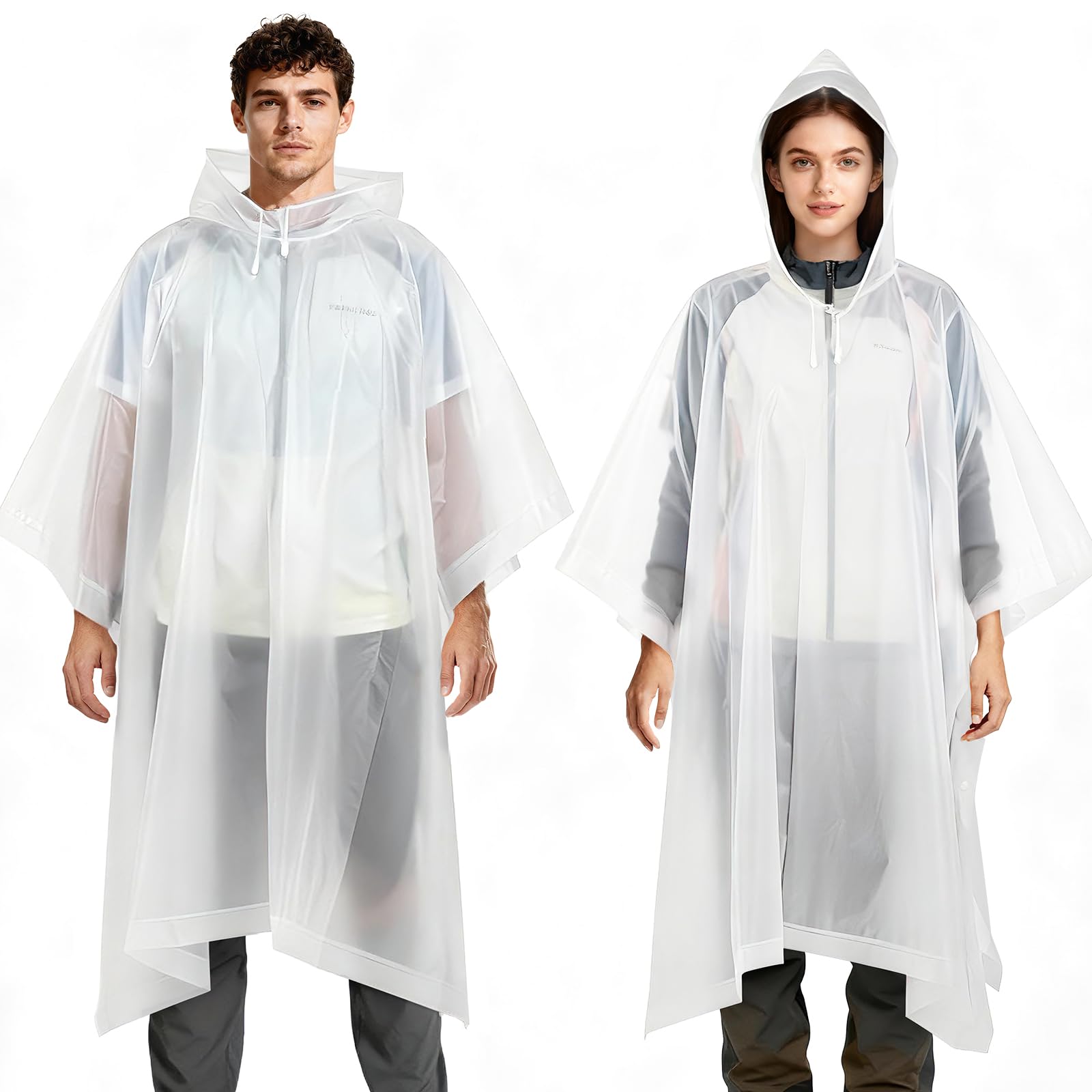 2 pack of Rain Ponchos, EVA Portable Adults Waterproof Ponchos, Reusable raincoat with Hoods for Camping, Hiking Travel, Amusement Parks, Festival Mac