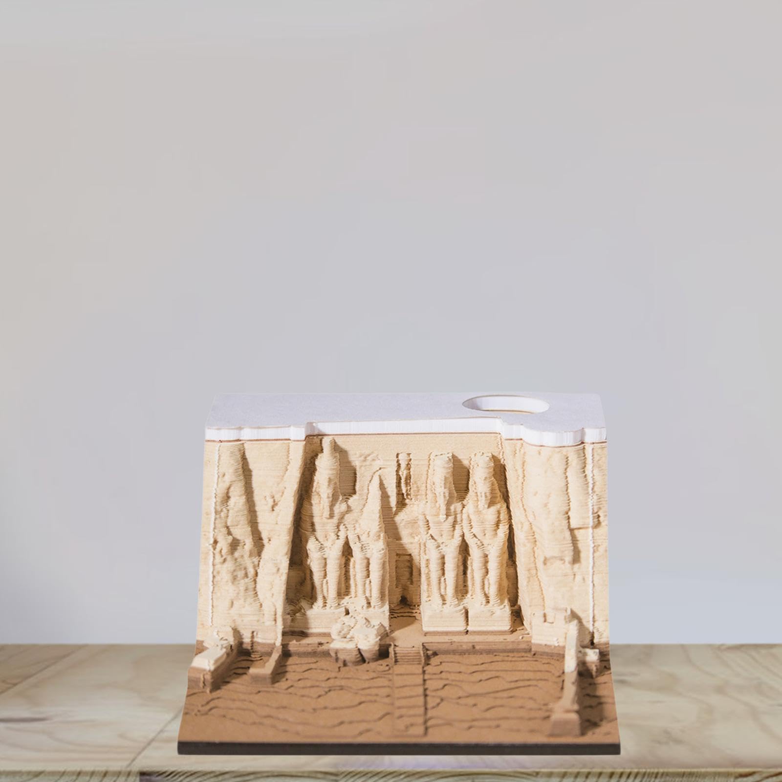 Calendario 3D 2025 con soporte para bolígrafo, bloc de notas 3D, diseño de templo egipcio antiguo, planificador semanal, decoración de escritorio, regalo escolar