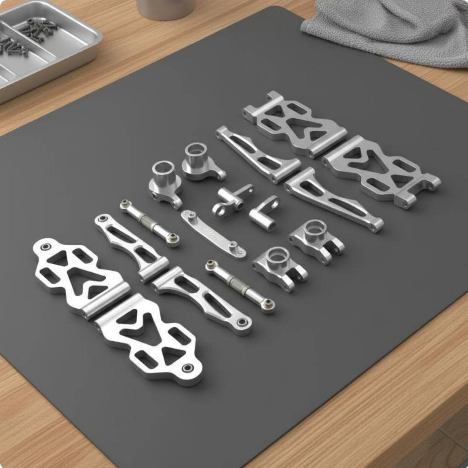 Baoblaze Componente de Actualización Vehicular Kit de Chasis para Coche RC 1/16 Brazos Amortiguadores Enlaces Copas de Dirección Metal Aleación de Aluminio, Rojo