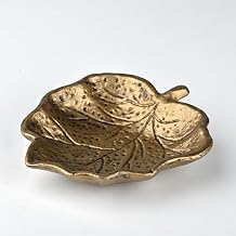 ZSHAWN Decorative Leaf Jewelry Dish, Vintage Brass Cast Iron Trinket Tray for Rings, Earrings, and Keys, Vintage Rustic Vanity Catch-All Organizer, Elegant Home Decor Gift for Women